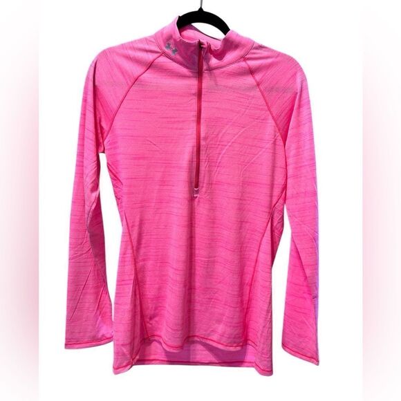 NWT Under Armour Women’s Pink Heat Gear Fitted Full Zip Jacket - Size Medium - Picture 1 of 9